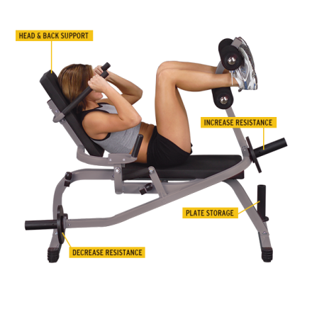 Скамья горизонтальная для тренировки мышц брюшного пресса Body-Solid GAB100 на свободных весах, фото 6