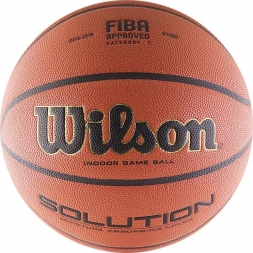 Мяч баскетбольный WILSON Solution, размер 7, FIBA Approved, микрофибра, бутиловая камера, коричневый.