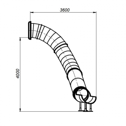 Криволинейный скат тоннельной горки –  угол поворота 90° из нержавеющей стали, фото 4