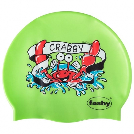 Шапочка для плавания детская &quot;FASHY Silicone Cap Printed&quot;, принт &quot;крабы&quot;, салатовый, фото 1