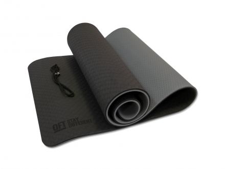 Коврик для йоги 10 мм двухслойный TPE черно-серый, фото 1