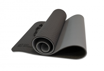 Коврик для йоги 10 мм двухслойный TPE черно-серый, фото 2
