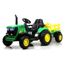 Электромобиль трактор с прицепом JCB 8330 зеленый, фото 1