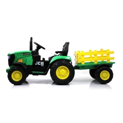 Электромобиль трактор с прицепом JCB 8330 зеленый, фото 2