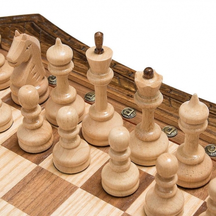 Шахматы резные восьмиугольные в ларце с ящиками 50, Haleyan, фото 2