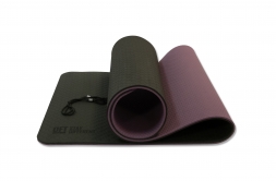 Коврик для йоги 10 мм двухслойный TPE черно-фиолетовый, фото 2
