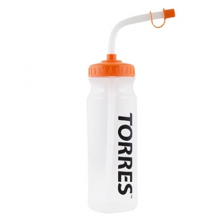 Бутылка для воды &quot;TORRES&quot;, арт. SS1029, 750 мл, с трубкой, мягкий пластик,  прозр., оранж. крышк, фото 1