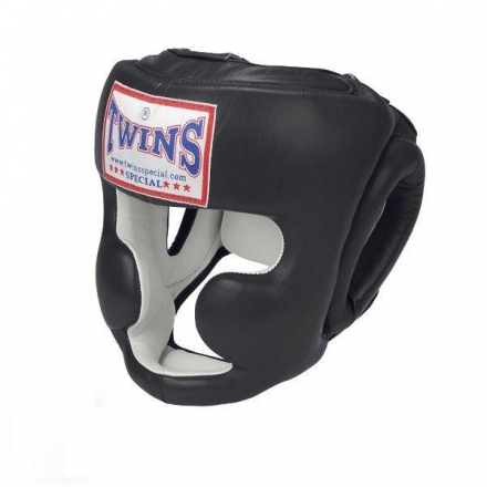 Шлем боксерский TWINS (кожа) (черный) размер XL, HGL-6, фото 1