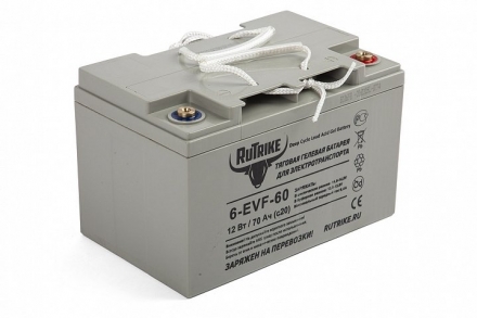 Тяговый гелевый аккумулятор RuTrike 6-EVF-60 (12V60A/H C3), фото 1