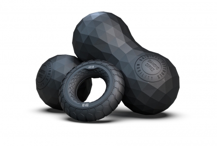 Набор из двух массажных мячей с кистевым эспандером черный, фото 8