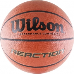 Мяч баскетбольный WILSON Reaction, размер 5, синт. кожа (полиуретан), бутиловая камера, коричневый