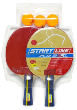 Набор START LINE: 2 Ракетки Level 200, 3 Мяча Club Select, упаковано в блистер, фото 1