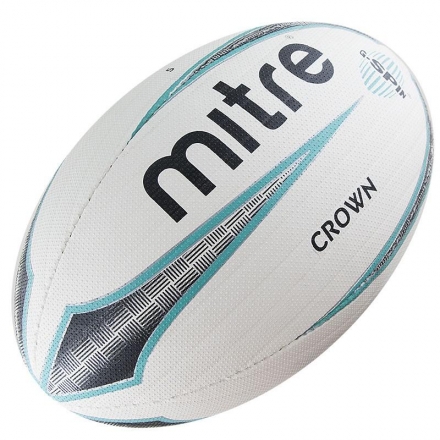 Мяч для регби матчевый &quot;MITRE Crown&quot;, р. 5, бело-черно-бирюзовый, фото 1