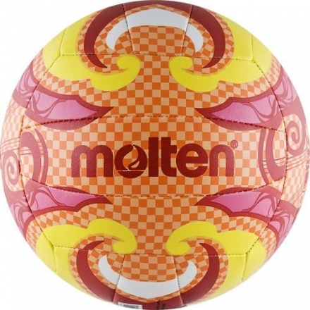 Мяч любительский для пляжного волейбола &quot;MOLTEN V5B1502-O&quot; р.5, оранжево-красно-бело-желтый, фото 1