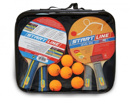 Набор START LINE: 4 Ракетки Level 200, 6 Мячей Club Select, упаковано в сумку на молнии с ручкой., фото 1