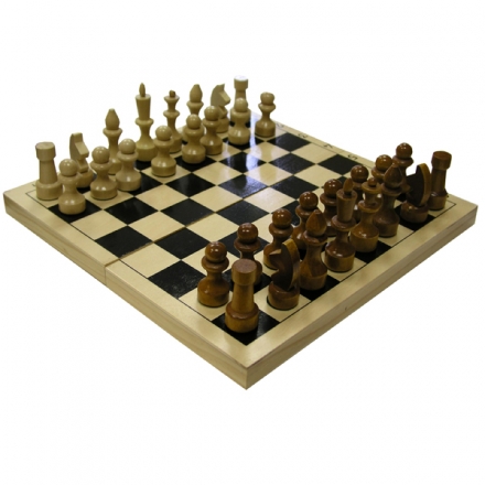 Шахматы Обиходные деревянные фигурки с доской 290х145мм, фото 1