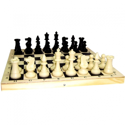 Шахматы Обиходные пластиковые фигурки с доской 290х145мм, фото 1