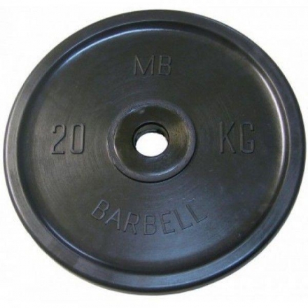 Диск BARBELL Евро-классик обрезиненный черный, 20 кг., фото 1