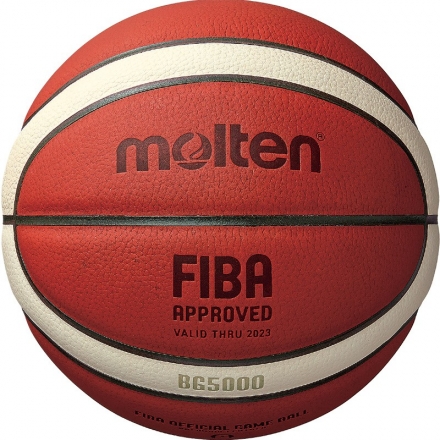 Мяч баск. &quot;MOLTEN B6G5000&quot; р.6, FIBA Appr, 12 панелей, нат.кожа, бутил.камера, кор-беж-чер, фото 1