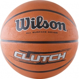 Мяч баскетбольный WILSON Clutch, размер 7, резина, бутил. камера, оранжево-черно-серебристый