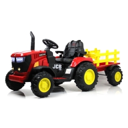 Электромобиль трактор с прицепом JCB 8330 красный, фото 1