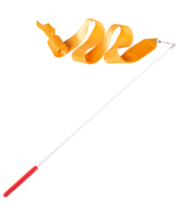 Лента для художественной гимнастики AGR-201 4м, с палочкой 46 см, оранжевый, фото 1