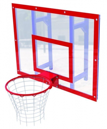 Щит баскетбольный школьный для залов с кольцом, стекло акриловое УТ405.1-01 , фото 1