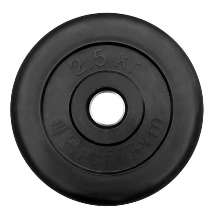 Диск «Profigym» тренировочный обрезиненный 2,5 кг черный 31 мм (металлическая втулка)  ДТР-2,5/31 , фото 1