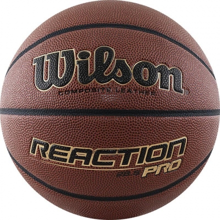 Мяч баск. WILSON Reaction PRO, арт.WTB10138XB06, р.6, синт. PU, бутил. камера, темно-коричневый, фото 1