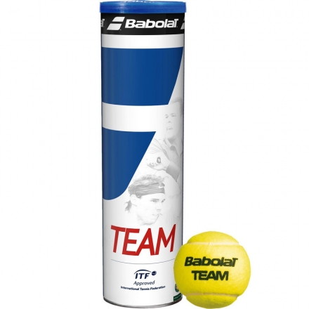 Мяч теннисный BABOLAT Team 4B,арт.502035, уп.4 шт,одобр.ITF,фетр,нат.резина,желтый, фото 1