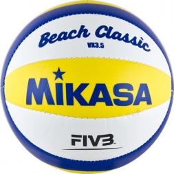 Мяч вол. пляжн. сув. &quot;MIKASA VX3.5&quot; р.1, диам. 15 см, синт. кожа ПВХ, бело-желто-синий