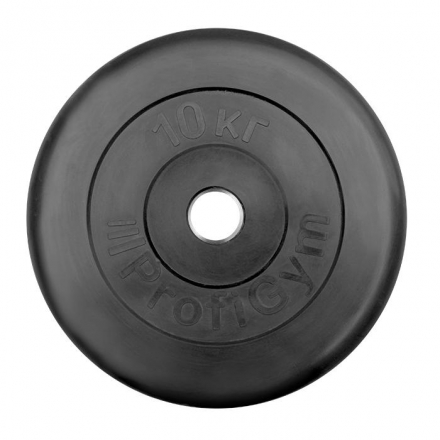 Диск «Profigym» тренировочный обрезиненный 10 кг черный 31 мм c (металлическая втулка)  ДТР-10/31, фото 1