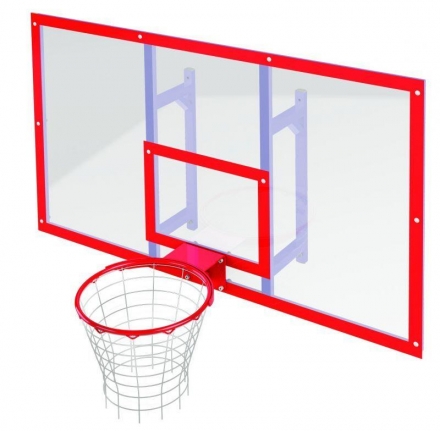 Щит баскетбольный для залов с креплением и с кольцом FIBA стекло акриловое УТ409.1-01 , фото 1