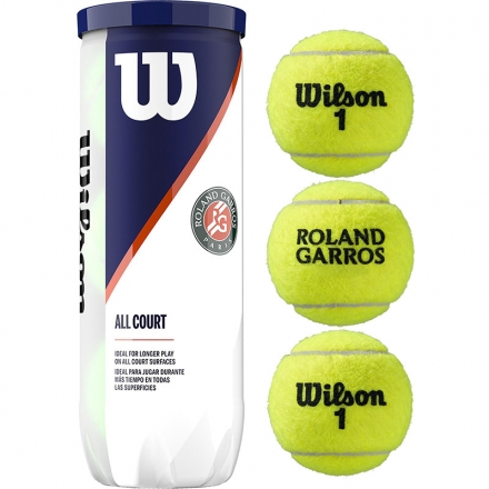 Мяч теннисный WILSON Roland Garros All Court арт. WRT126400, одобр.ITF, фетр, нат.резина,. уп.3 шт, фото 1
