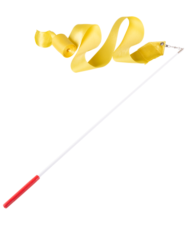 Лента для художественной гимнастики AGR-201 6м, с палочкой 56 см, желтый, фото 1