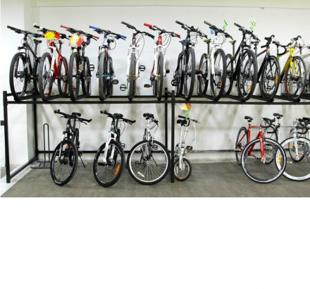 Стеллаж двухьярусый для хранения велосипедов на складе или в магазине на 12 мест, фото 3