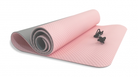 Коврик для йоги 6 мм TPE розовый, фото 2