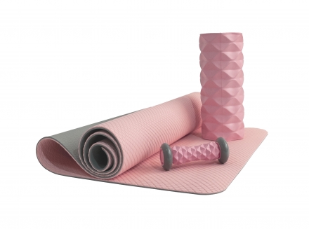 Коврик для йоги 6 мм TPE розовый, фото 3