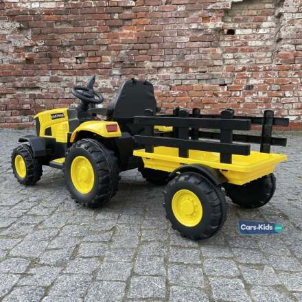 Электромобиль трактор с прицепом JCB 8330 жёлтый, фото 4