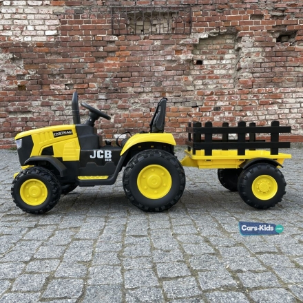 Электромобиль трактор с прицепом JCB 8330 жёлтый, фото 3