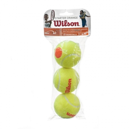 Мяч теннисный WILSON Starter Orange, арт. WRT137300, одобр.ITF, фетр, нат.рез, уп.3шт,желто-оранж, фото 1
