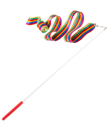 Лента для художественной гимнастики AGR-201 6м, с палочкой 56 см, радуга, фото 1