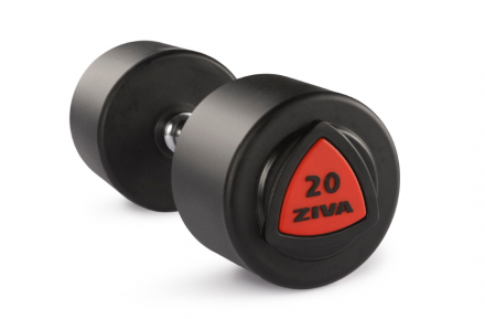 Гантель 36 кг ZIVA серии ZVO уретановое покрытие красная вставка, фото 1