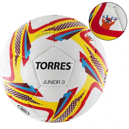Мяч футбольный &quot;TORRES Junior-3&quot; р.3, бело-красно-желтый, фото 1
