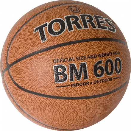 Мяч баск. &quot;TORRES BM600&quot; арт.B32026, р.6, ПУ, нейлон. корд, бут. камера, темнокоричневый-черн, фото 2