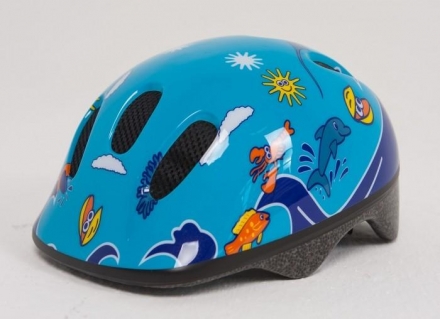 Шлем детский сине-голубой с дельфинами, фото 1