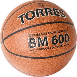 Мяч баск. &quot;TORRES BM600&quot; арт.B32027, р.7, ПУ, нейлон. корд, бут. камера, темнокоричневый-черн, фото 2