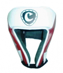 Шлем боксерский CLIFF открытый с верхом (кожа) т/красно-белый р.М
