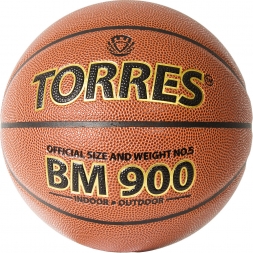 Мяч баск. &quot;TORRES BM900&quot; арт.B32035, р.5, ПУ-композит, нейлон корд, бутил. камера, темнооранж-черн, фото 1