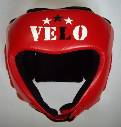 Шлем боксерский VELO открытый (кожа) красный p.L AIBA, фото 1